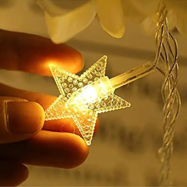 Star string fairy LED Lights for Diwali and Christmas decoration, Warm White, 230 Volts- Apollo Universe Supply