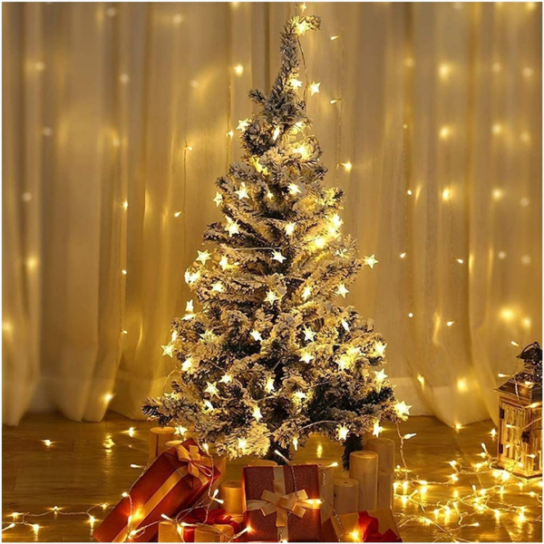 Star string fairy LED Lights for Diwali and Christmas decoration, Warm White, 230 Volts- Apollo Universe Supply