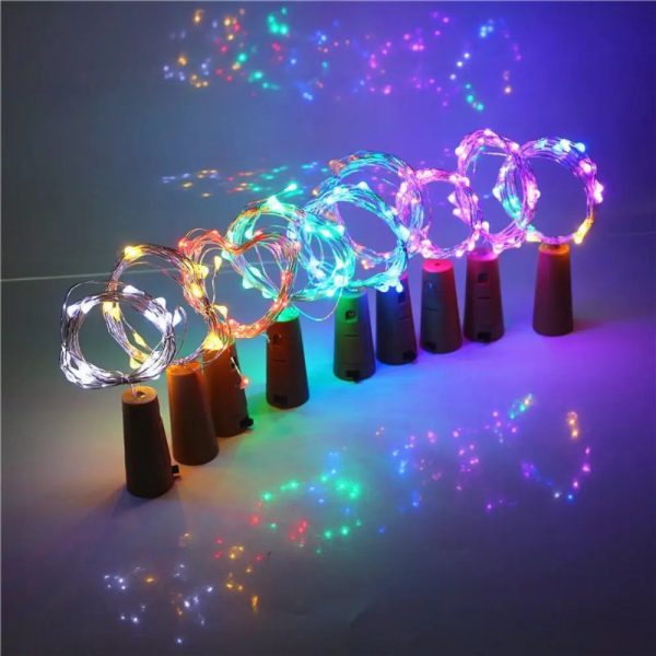 Wine bottle Cork-Diwali LED Lights for Home, Diwali, Birthday, and Christmas decoration, Copper String-2 Meter Length, Multi Colour, Pack of 5 For Sale