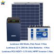 Luminous solar 3 kilowatt, Polycrystalline, solar off-grid system with Luminous off grid PCU 3.75 kVA MPPT Inverter & Luminous 200 Ah solar C-10 batteries (4 Nos)- Combo Kit Fashion