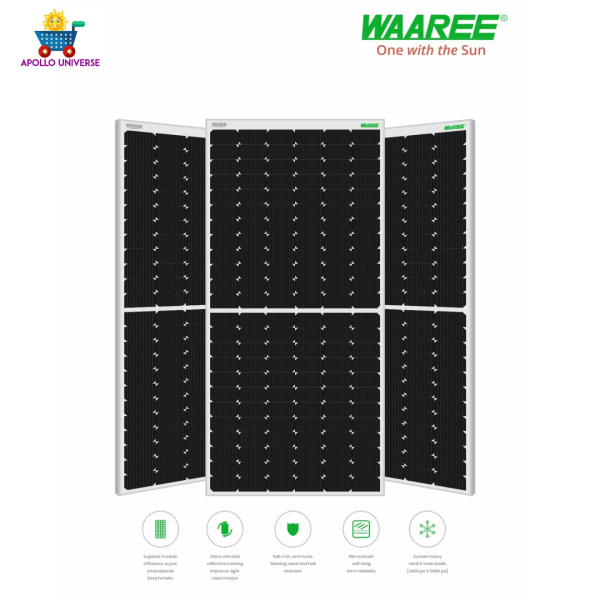 Waaree 450 Watt - 24 Volts super high efficiency, Half-Cut, Mono-Crystalline Solar Panel, Pack of 2 Supply