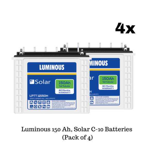 Luminous Solar 2.26 Kilowatt  Off-Grid Mono-Crystalline Solar Rooftop System with 3.75 kW, MPPT Inverter and 4 Nos of Solar C-10 batteries combo pack Online Sale