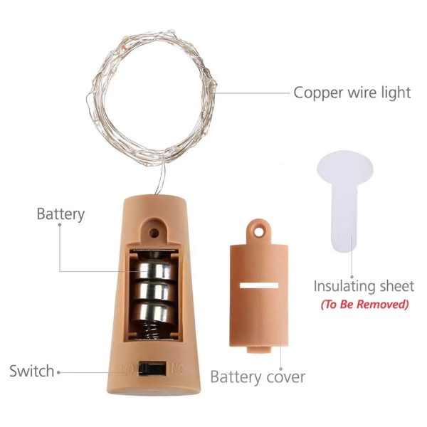 Wine bottle Cork-Diwali LED Lights for Home, Diwali, Birthday, and Christmas decoration, Copper String-2 Meter Length, Warm White, Pack of 2 For Cheap