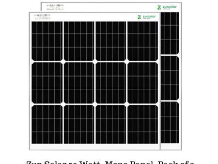 ZunSolar Carat 24 ZR 50 Watt Mono-Crystalline Solar Panel for solar home light system and small battery charging, Pack of 2 Hot on Sale