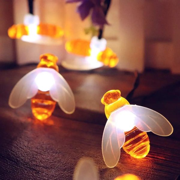 Apollo Universe Honey Bee Fairy String Lights, Plug in String Lights 16 LED Warm White Lights for Christmas, New Year, Weeding Indoor Outdoor Decoration (Two Pin Plug), Pack of 2 Fashion