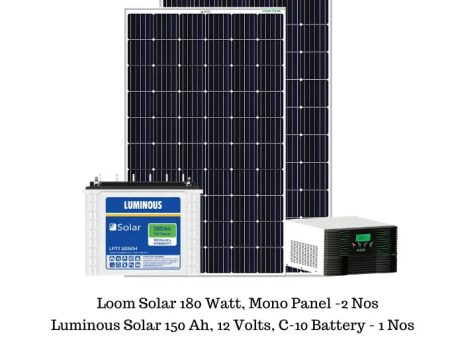 Loom Solar 1 KVA , Mono-Crystalline off-grid solar rooftop combo kit (without installation) For Sale