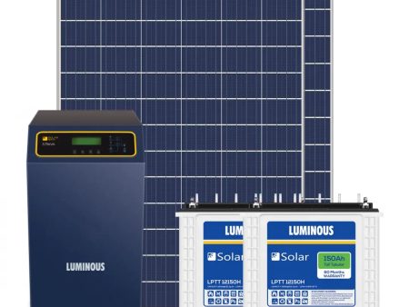 Luminous solar 3 kilowatt, Polycrystalline, solar off-grid system with Luminous off grid PCU 3.75 kVA MPPT Inverter & Luminous 150 Ah solar C-10 batteries (4 Nos)- Combo Kit on Sale