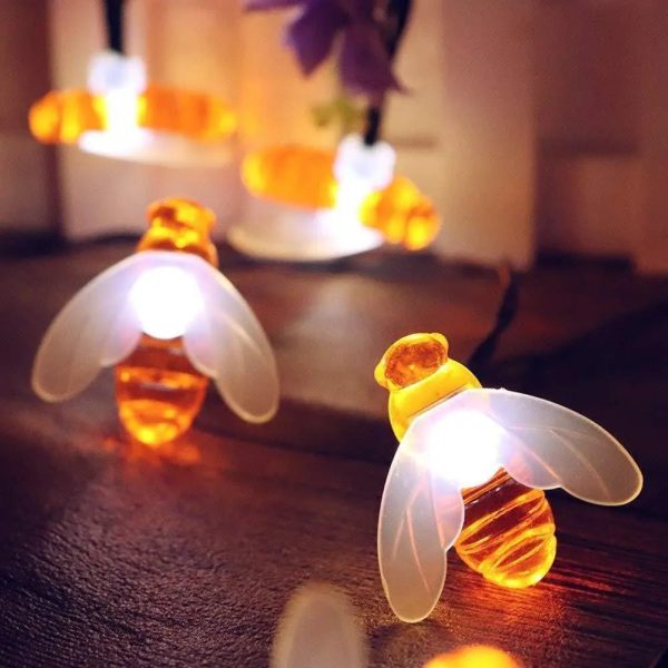 Apollo Universe Honey Bee Fairy String Lights, Plug in String Lights 16 LED Warm White Lights for Christmas, New Year, Weeding Indoor Outdoor Decoration (Two Pin Plug), Pack of 4 Online Sale