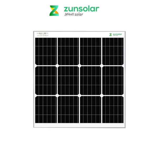 ZunSolar Carat 24 ZR 50 Watt Mono-Crystalline Solar Panel for solar home light system and small battery charging, Pack of 2 Hot on Sale