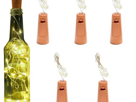 Wine bottle Cork-Diwali LED Lights for Home, Diwali, Birthday, and Christmas decoration, Copper String-2 Meter Length, Warm White, Pack of 5 Hot on Sale