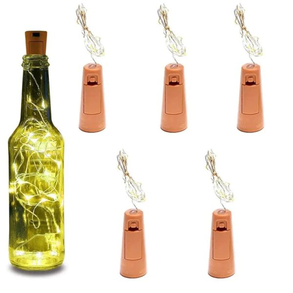 Wine bottle Cork-Diwali LED Lights for Home, Diwali, Birthday, and Christmas decoration, Copper String-2 Meter Length, Warm White, Pack of 5 Hot on Sale