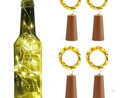 Wine bottle Cork-Diwali LED Lights for Home, Diwali, Birthday, and Christmas decoration, Copper String-2 Meter Length, Warm White, Pack of 4 Discount